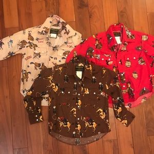 3 Vintage Vibe Cowboy Wrangler Button Tops Sm